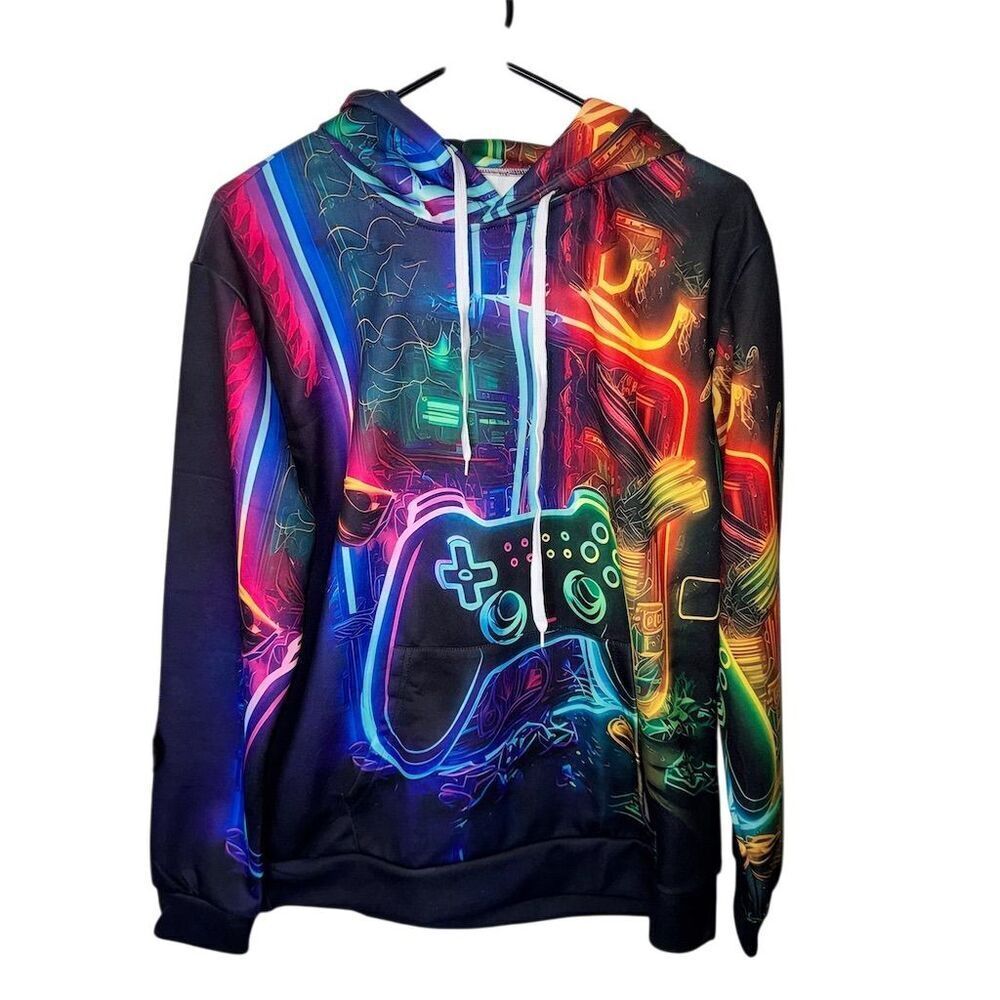 Gamer Unisex Hoodie Multicolor Novelty Cartoon Size Small‎ Halloween